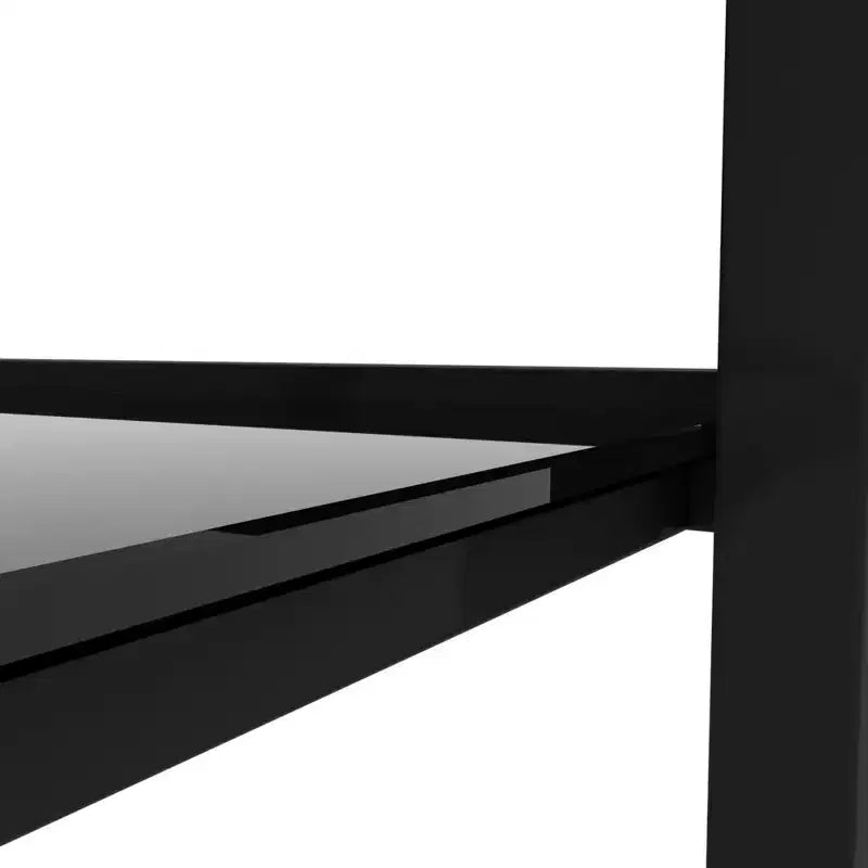 Set of 2 Glass Tea Tables - Two-Layer Tempered Glass with Iron Frame for Living Room and Bedroom