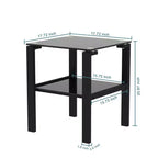 Set of 2 Glass Tea Tables - Two-Layer Tempered Glass with Iron Frame for Living Room and Bedroom