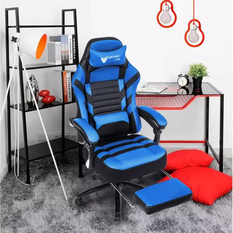 Sedia da gaming Okak High-Back, sedia da ufficio ergonomica con poggiapiedi pieghevole, sedia confortevole regolabile in altezza per studio, sala gaming