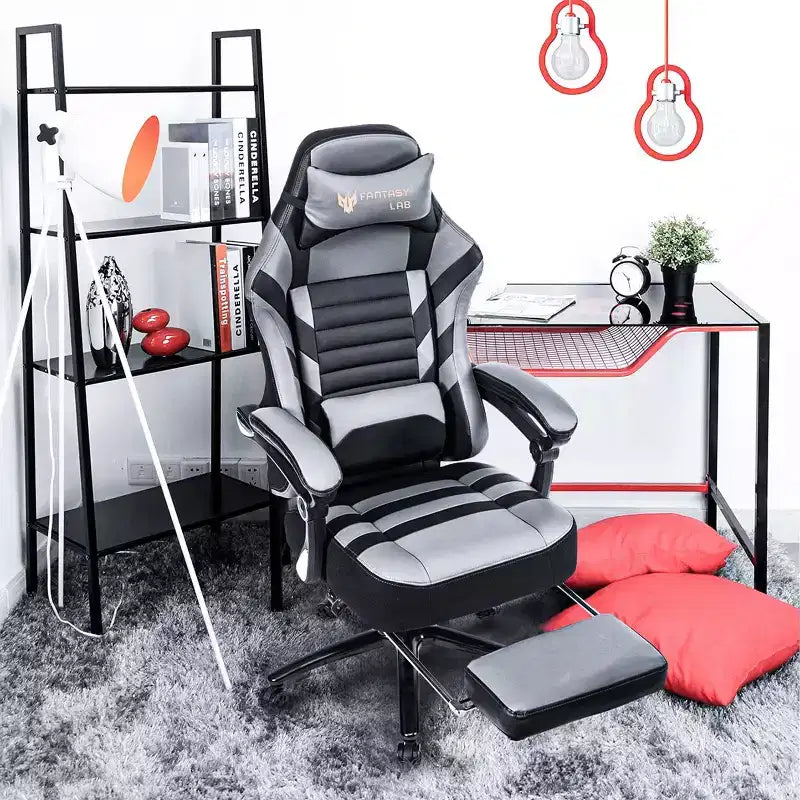 Sedia da gaming Okak High-Back, sedia da ufficio ergonomica con poggiapiedi pieghevole, sedia confortevole regolabile in altezza per studio, sala gaming