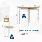 GustoWave Dining Table Set for 2, 3-Piece Compact Dining Table and Chairs