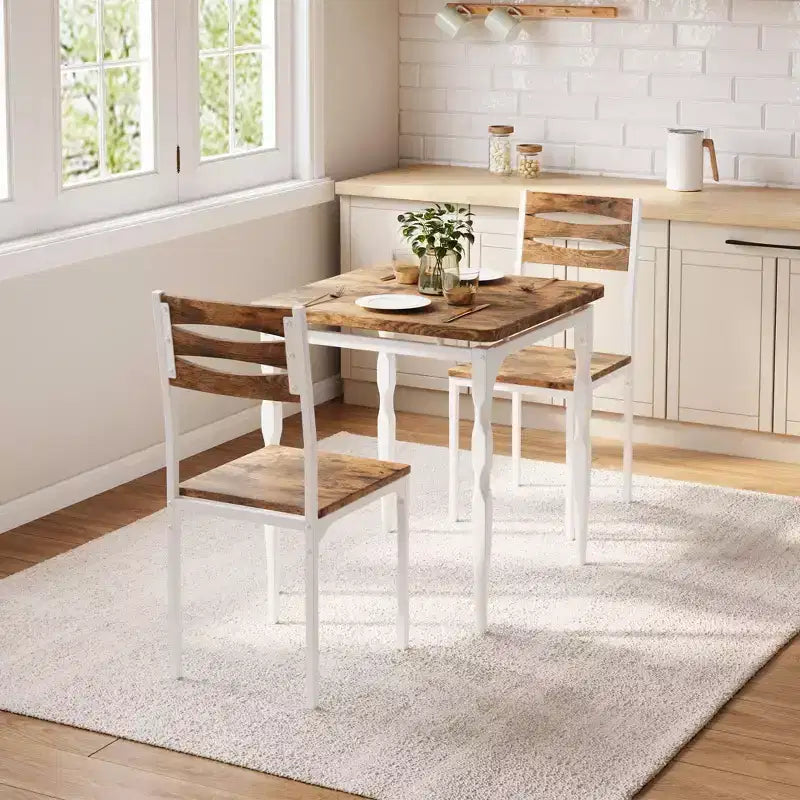 GustoWave Dining Table Set for 2, 3-Piece Compact Dining Table and Chairs