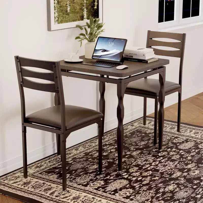 GustoWave Dining Table Set for 2, 3-Piece Compact Dining Table and Chairs