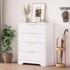 Commode cannelée à 4 tiroirs, chiffonnier de 98 cm de haut avec poignées en métal doré pour chambre à coucher, salon et couloir