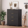 Fluted Dresser with 4 Drawers, 38.6 Inch Tall Chest of Drawers with Gold Metal Handles for Bedroom, Living Room and Hallway
