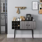 Coffee Bar Cabinet 9-Bottle Wine Rack and Adjustable Shelf, Sideboard Buffet Cabinet Wine Cabinet for Living Room