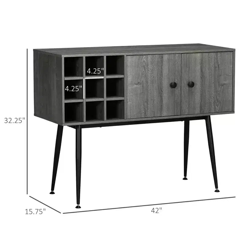 Coffee Bar Cabinet 9-Bottle Wine Rack and Adjustable Shelf, Sideboard Buffet Cabinet Wine Cabinet for Living Room