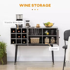 Coffee Bar Cabinet 9-Bottle Wine Rack and Adjustable Shelf, Sideboard Buffet Cabinet Wine Cabinet for Living Room