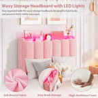 COZONY Bed Frame with Storage Headboard,Upholstered Platform Bed with Drawers and Bookcase, No Box Spring Needed
