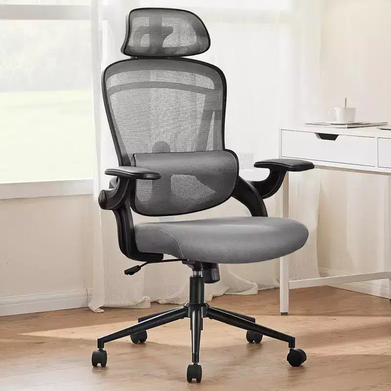 Sedia da ufficio ergonomica con schienale alto Okak con supporto lombare regolabile, sedia da gaming con poggiatesta in rete, sedia per computer per casa, ufficio