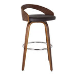 HomeStock Sonia Bar Height Barstool in Walnut Wood with Faux Leather