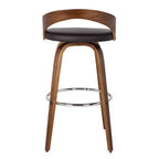 HomeStock Sonia Bar Height Barstool in Walnut Wood with Faux Leather