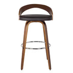 HomeStock Sonia Bar Height Barstool in Walnut Wood with Faux Leather
