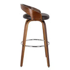HomeStock Sonia Bar Height Barstool in Walnut Wood with Faux Leather