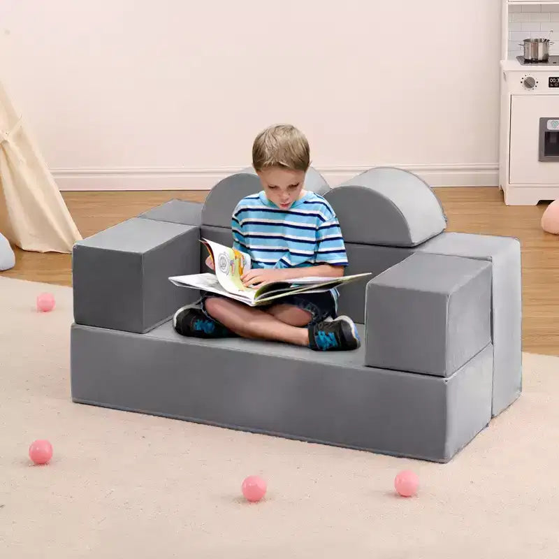 Kids Play Sofa, 6 Pcs Modular Kids Play Sofa Set for Playrooms, Modular Kids Sofa, Toddler Foam Sofa, Convertible Kids Sofa with Removable Sofa Cover