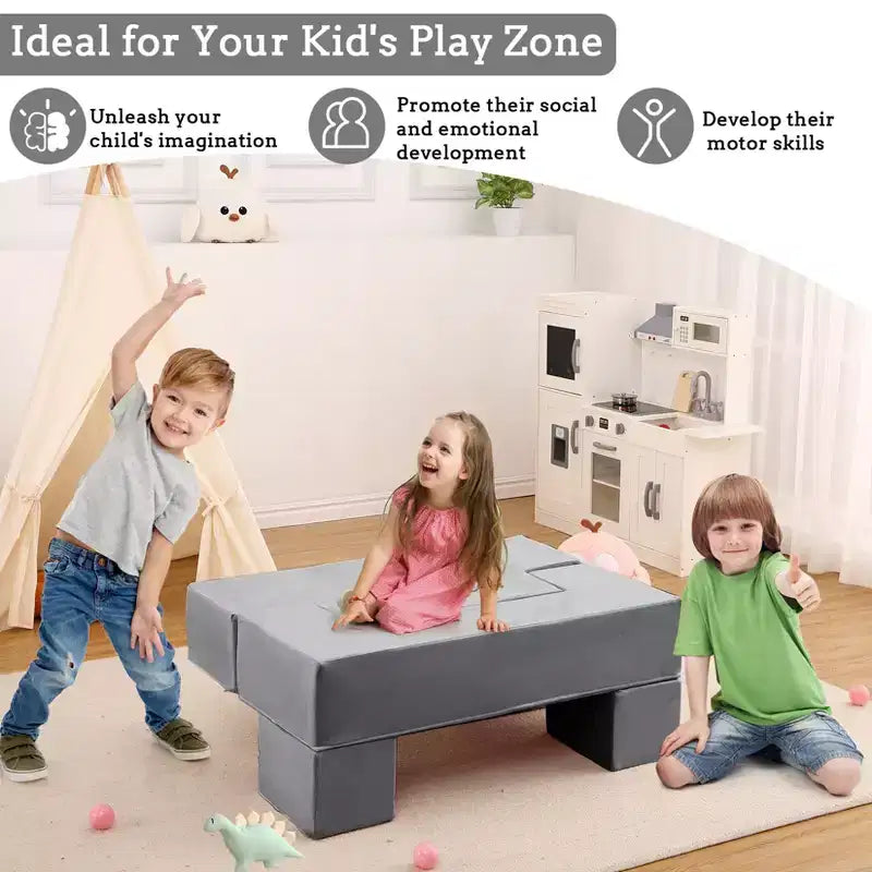 Kids Play Sofa, 6 Pcs Modular Kids Play Sofa Set for Playrooms, Modular Kids Sofa, Toddler Foam Sofa, Convertible Kids Sofa with Removable Sofa Cover