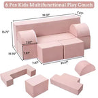 Kids Play Sofa, 6 Pcs Modular Kids Play Sofa Set for Playrooms, Modular Kids Sofa, Toddler Foam Sofa, Convertible Kids Sofa with Removable Sofa Cover