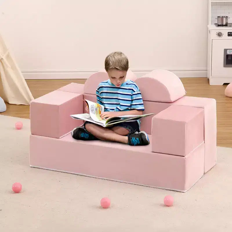 Kids Play Sofa, 6 Pcs Modular Kids Play Sofa Set for Playrooms, Modular Kids Sofa, Toddler Foam Sofa, Convertible Kids Sofa with Removable Sofa Cover