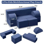 Kids Play Sofa, 6 Pcs Modular Kids Play Sofa Set for Playrooms, Modular Kids Sofa, Toddler Foam Sofa, Convertible Kids Sofa with Removable Sofa Cover