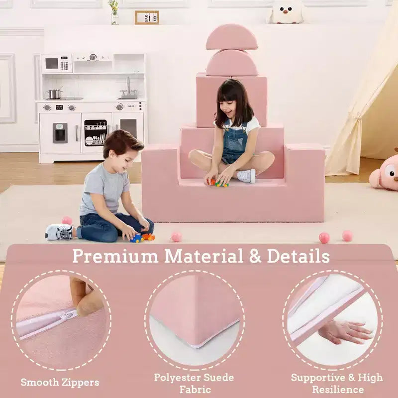 Kids Play Sofa, 6 Pcs Modular Kids Play Sofa Set for Playrooms, Modular Kids Sofa, Toddler Foam Sofa, Convertible Kids Sofa with Removable Sofa Cover