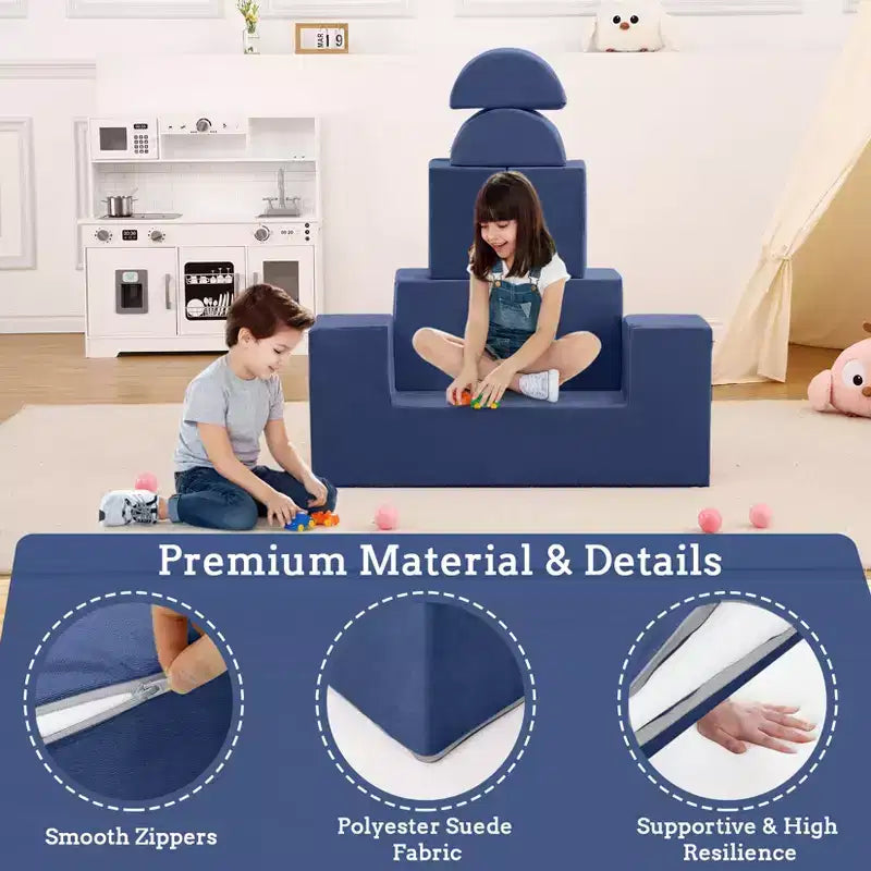 Kids Play Sofa, 6 Pcs Modular Kids Play Sofa Set for Playrooms, Modular Kids Sofa, Toddler Foam Sofa, Convertible Kids Sofa with Removable Sofa Cover