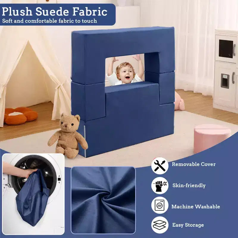 Kids Play Sofa, 6 Pcs Modular Kids Play Sofa Set for Playrooms, Modular Kids Sofa, Toddler Foam Sofa, Convertible Kids Sofa with Removable Sofa Cover
