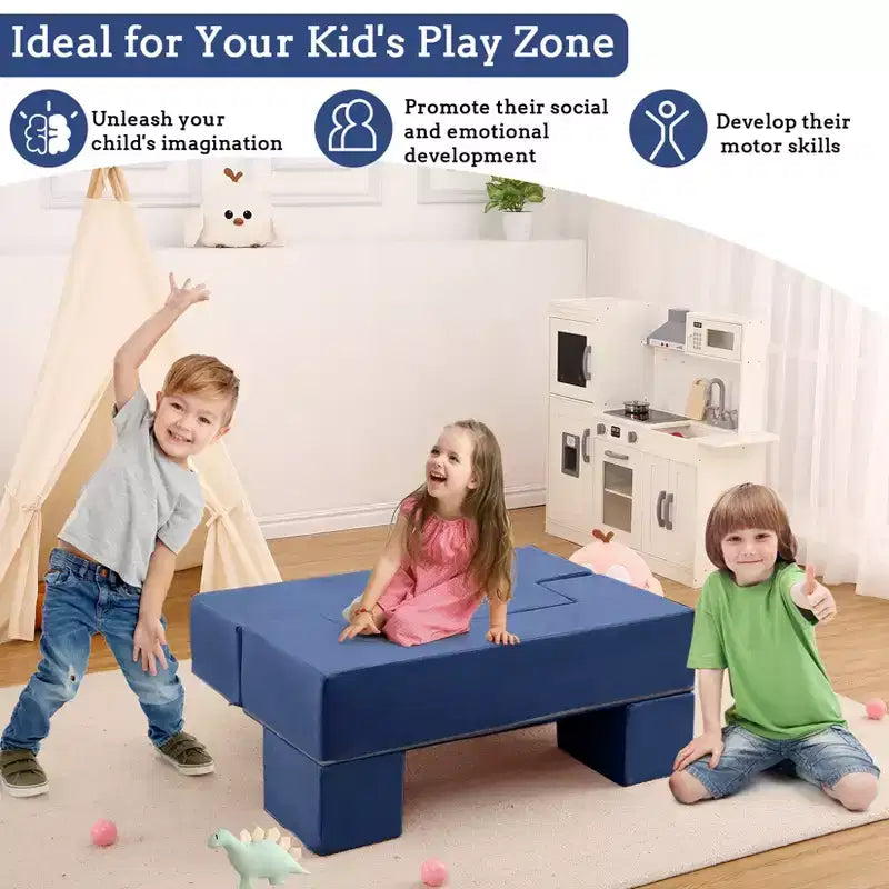 Kids Play Sofa, 6 Pcs Modular Kids Play Sofa Set for Playrooms, Modular Kids Sofa, Toddler Foam Sofa, Convertible Kids Sofa with Removable Sofa Cover
