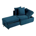 Royal Hampton Modular Convertible Chair Futon, Teal Blue Fabric, Seat w Storage, 2 Pillows