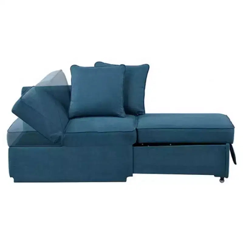 Royal Hampton Modular Convertible Chair Futon, Teal Blue Fabric, Seat w Storage, 2 Pillows