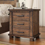 Rustic 3-Drawer Nightstand, Reclaimed Pine Wood Accent Table Farmhouse Side Table End Table, Natural - ModernLuxe