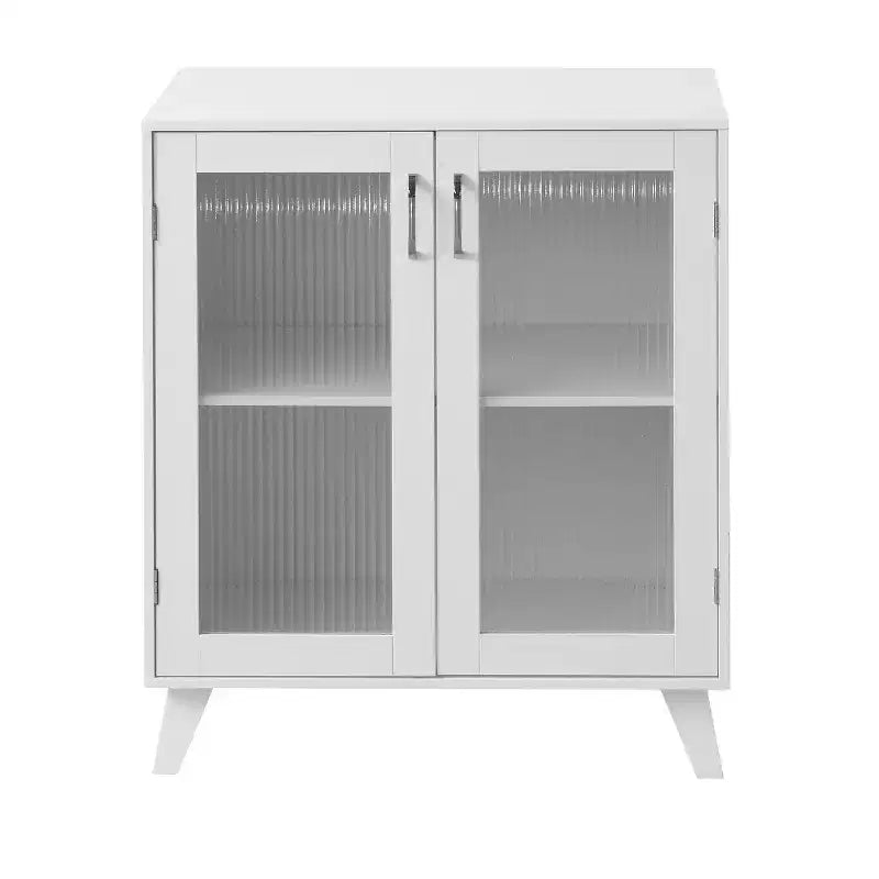 GDFStudio Alaric 27 Modern Storage Cabinet with 2 Tempered Glass Doors and Adjustable Shelf