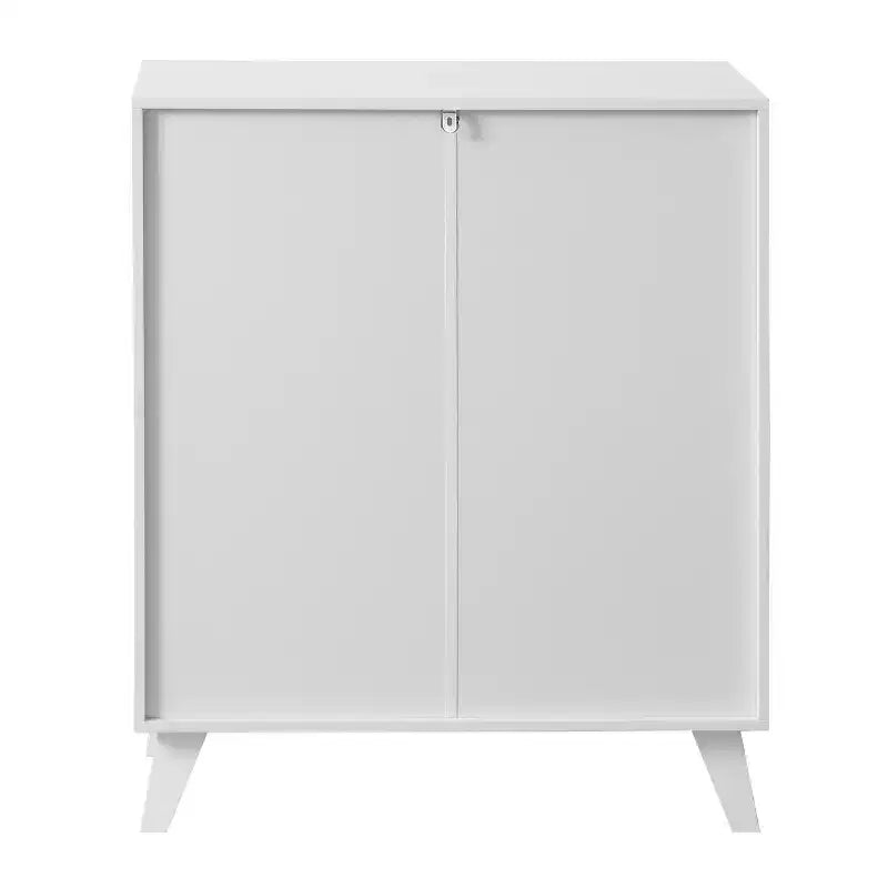 GDFStudio Alaric 27 Modern Storage Cabinet with 2 Tempered Glass Doors and Adjustable Shelf
