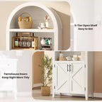 Arched Cabinet Bookshelf Black Arch Bookcase with Doors, Wooden Curved Book Case 5-Tier Tall Round Top Bookshelves for Living Room
