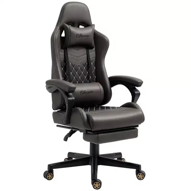 Sedia da gaming da corsa in pelle PU Diamond, sedia da ufficio da gamer con schienale alto girevole reclinabile con poggiapiedi, supporto lombare, altezza regolabile