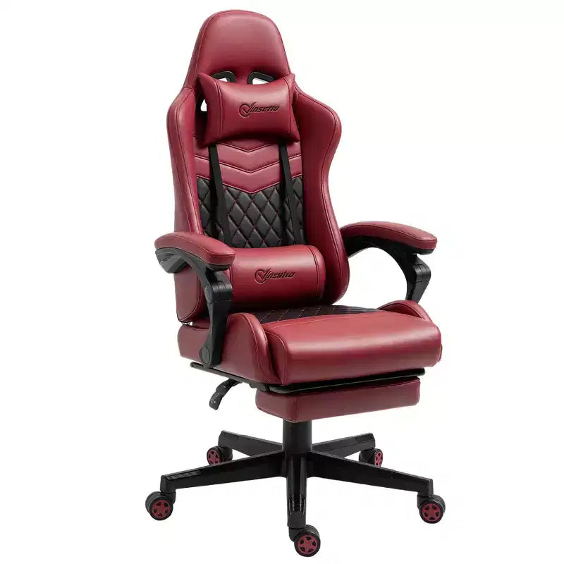 Sedia da gaming da corsa in pelle PU Diamond, sedia da ufficio da gamer con schienale alto girevole reclinabile con poggiapiedi, supporto lombare, altezza regolabile