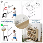 2-Drawer Flip-Down Shoe Cabinet - Hidden Storage Organizer with Adjustable Shelves for Entryway, Hallway, and Living Room