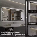 GDFStudio Mirae 48 Modern Anti-Fog LED Bathroom Mirror with Rounded Corners & Adjustable Light Modes
