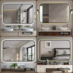 GDFStudio Mirae 48 Modern Anti-Fog LED Bathroom Mirror with Rounded Corners & Adjustable Light Modes
