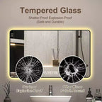GDFStudio Mirae 48 Modern Anti-Fog LED Bathroom Mirror with Rounded Corners & Adjustable Light Modes