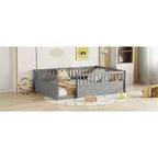 Bellemave Kids Floor Bed with Fence and Door, Solid Pine Wood Montessori Play Bed for Toddlers, Low Design for Safety & Independence