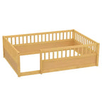 Bellemave Kids Floor Bed with Fence and Door, Solid Pine Wood Montessori Play Bed for Toddlers, Low Design for Safety & Independence