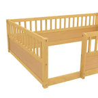 Bellemave Kids Floor Bed with Fence and Door, Solid Pine Wood Montessori Play Bed for Toddlers, Low Design for Safety & Independence