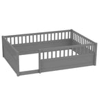 Bellemave Kids Floor Bed with Fence and Door, Solid Pine Wood Montessori Play Bed for Toddlers, Low Design for Safety & Independence