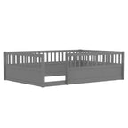 Bellemave Kids Floor Bed with Fence and Door, Solid Pine Wood Montessori Play Bed for Toddlers, Low Design for Safety & Independence