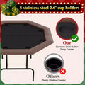 Padded Rails and Cup Holders  IdealFoldable Octagon Poker Table for 8 Players, Portable Casino Game Table with Sturdy Metal Legs, Padded Rails