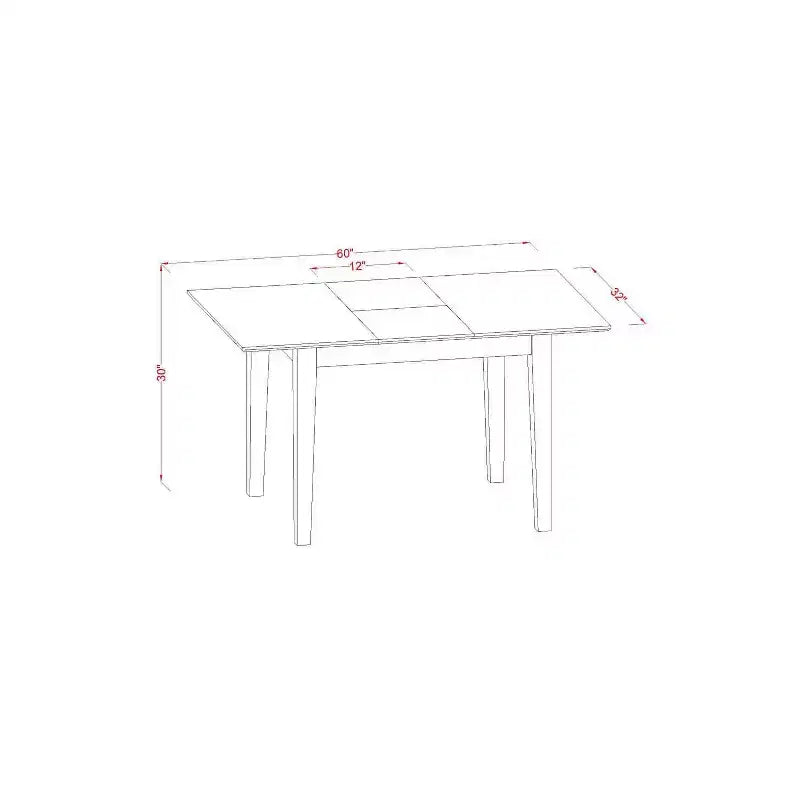 Ensemble Table de Cuisine Rectangulaire - Table à Manger 3 Pièces avec Chaises, Rouge Brique, 48/60 Pouces