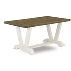 HomeStock 7-Piece Distressed Jacobean Finish Solid Wood Top Dining Table with 6-Chairs