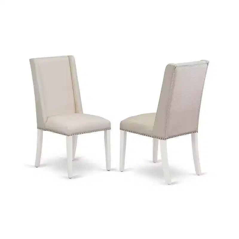 HomeStock 3-Piece Linen White Finish Rectangular Solid Wood Top with Dropleaf Dining Table Set