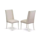 HomeStock 3-Piece Linen White Finish Rectangular Solid Wood Top with Dropleaf Dining Table Set