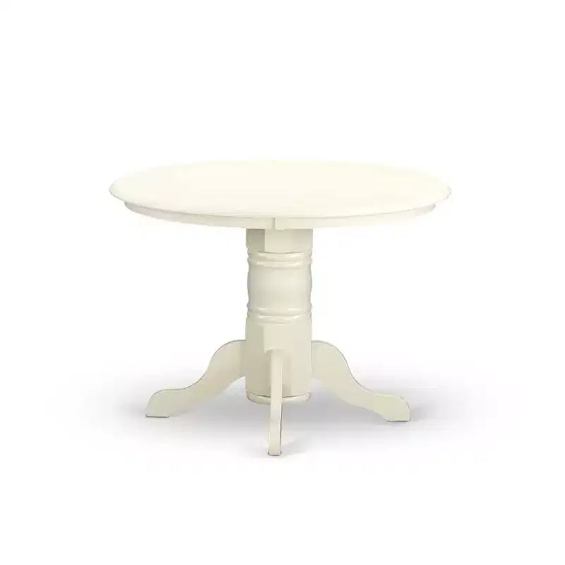 Dining Table Set for 4 - 5 Piece Round Kitchen Table with Chairs - Old World Charm - 42 Inch - Linen White
